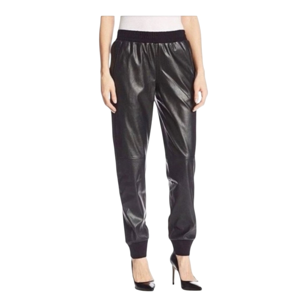 BCBGMaxAzria Black Faux Leather Joggers